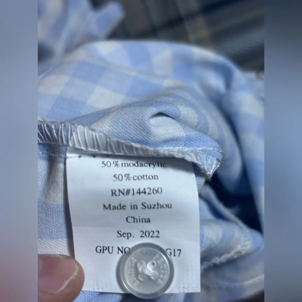 Petite Plume Light Blue Gingham Summer Romper 0/3 NWT - Picture 9 of 9